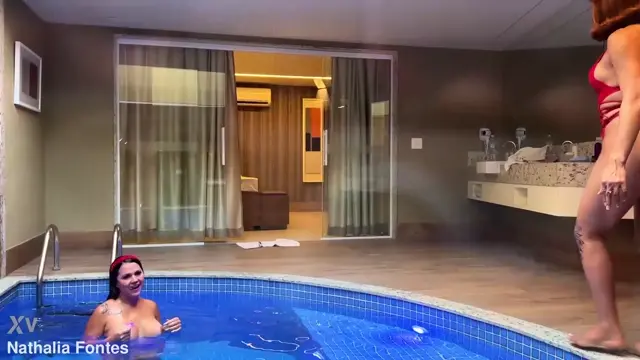 Poster: Nathalia Fontes and Bianka Blue By The Pool Shemale